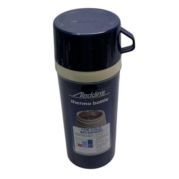 Vintage Aladdin Thermo Quart Bottle For Cold Beverages 1986 - Navy Blue - Used - Picture 1 of 3